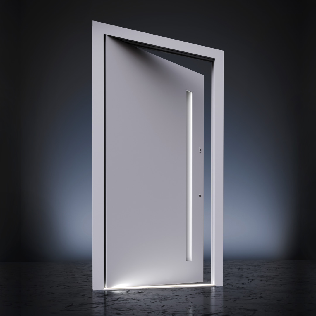 białe drzwi zewnętrzne - dom peryskop - rk exclusive doors