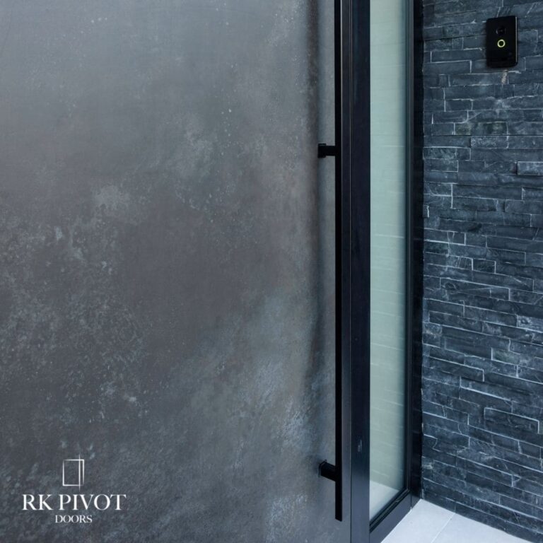 RK Pivot nowoczesne drzwi zewnętrzne - drzwi Ossido Nero ceramiczne - spiekany kamień