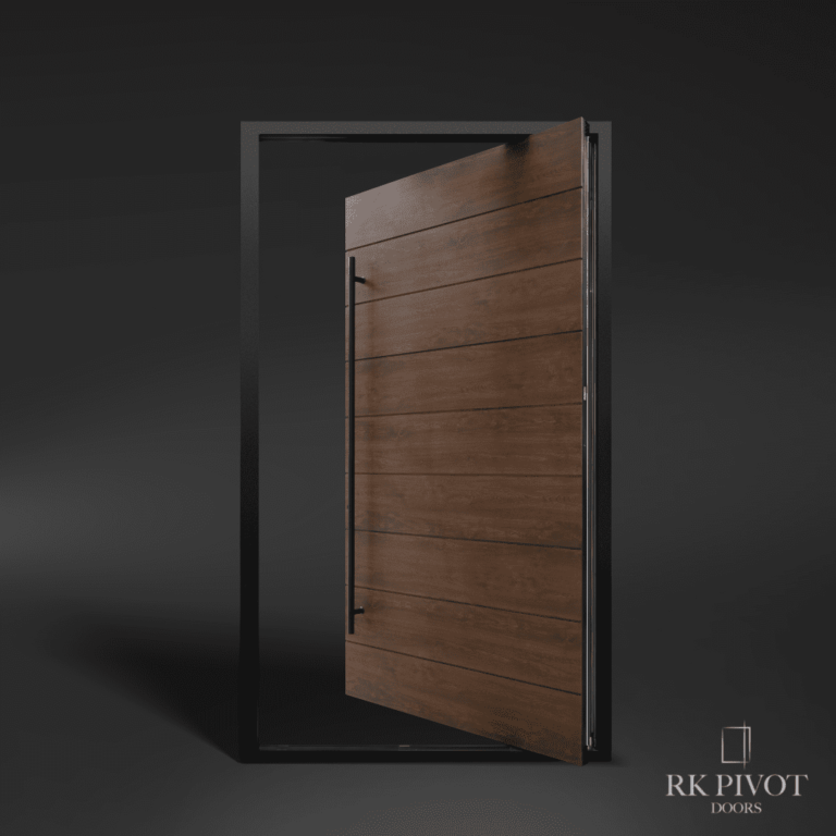 Elegancki klucz do drzwi - RK Pivot Doors - Ciekły metal na drzwiach