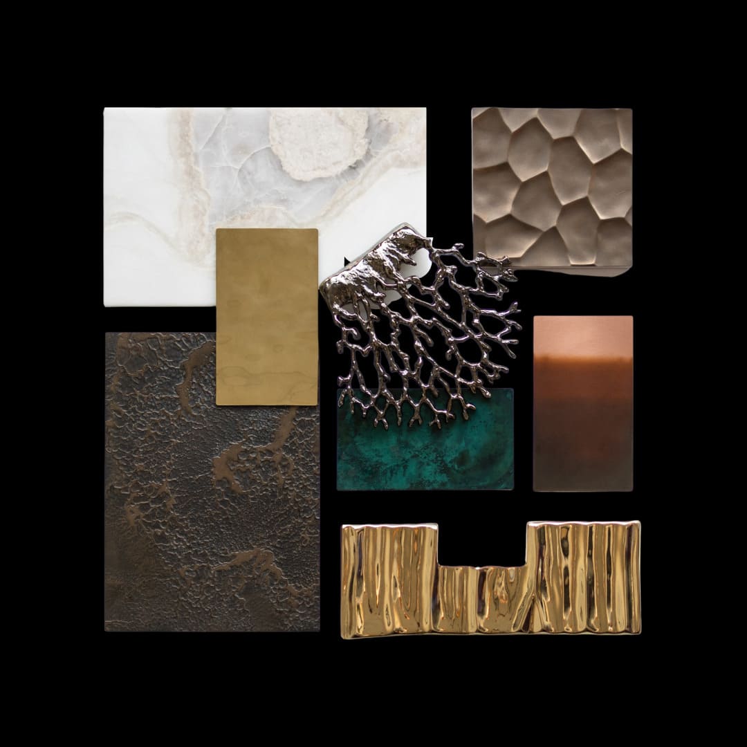 Materiali di finitura, rivestimento Porte a bilico RK - quarzo sinterizzato, pietra naturale, metallo liquido - finiture delle porte