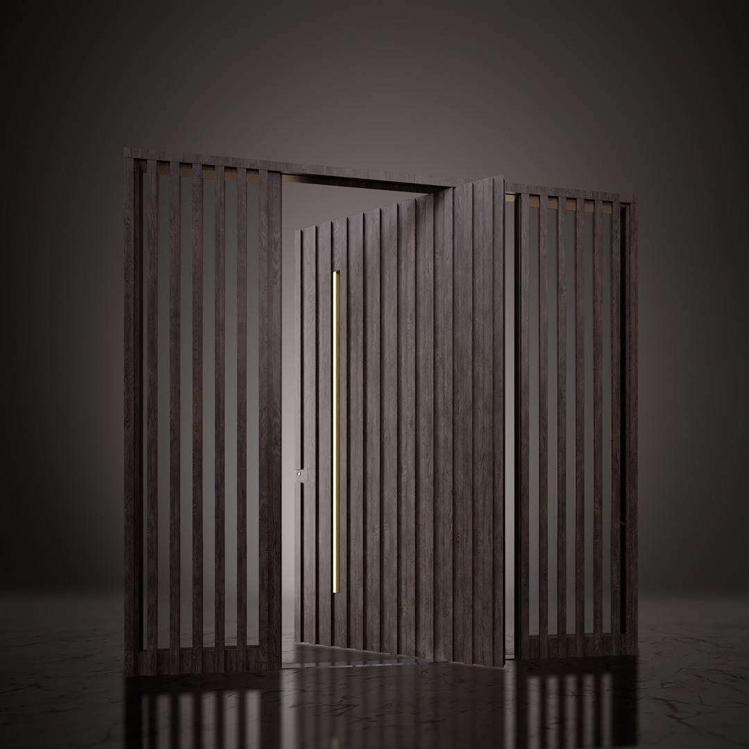 RK Pivot Doors - wooden slats